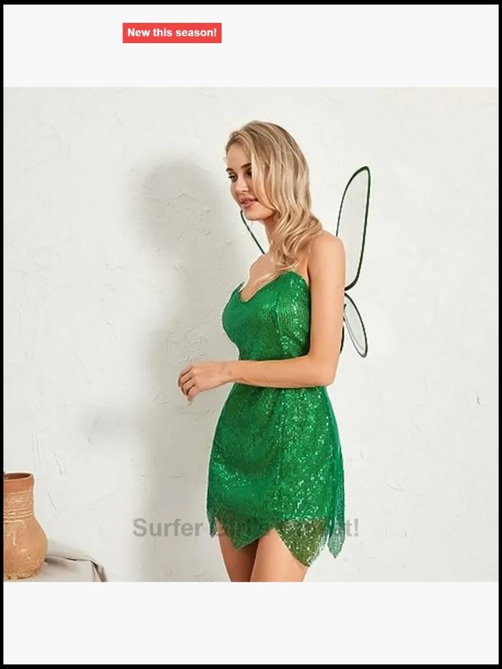 Women's Deluxe Green Ivy Sequin Fairy Dress with Headpiece & Gloves